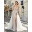 High Slit Luxury Beach Wedding Dresses, Sweetheart Lace Up Back A-Line Tulle Formal Evening Gowns with Hand Beading for Women