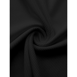 Sold Ribbed Elastic Waist Shorts, Casual Basic Shorts For Summer & Spring, Women's Clothing