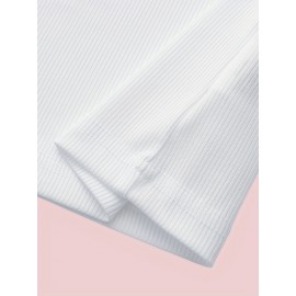 Sold Ribbed Elastic Waist Shorts, Casual Basic Shorts For Summer & Spring, Women's Clothing