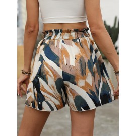 Fashionable High Waist Allover Print Shorts - Casual Drawstring Design, Skinny Fit for Summer - Trendy Womens Clothing for Sunny Days