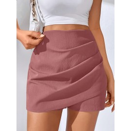 Stylish Ruched High Waist Skort - Flattering, Flowy, and Comfortable Design for Spring and Summer - Elegant Women's Clothing for Outdoor Activities