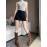 Women's High-Waisted Denim Mini Skirt, Sexy Black Color Plain Jean Skirt, Frayed Hem, Casual Summer Outfit