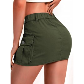 Mini Bodycon Y2K Skirt - Women Denim Skirts - Slim Fit, Button-Front, Flap Pockets, Sexy, Cute, Daily Wear, Versatile, Comfortable, and Chic